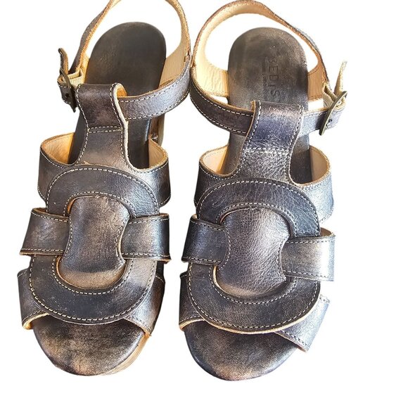 Bed Stu Caitlin F376002 Womens Brown Leather Hook & Loop Heeled Sandals Shoes - Picture 7 of 11